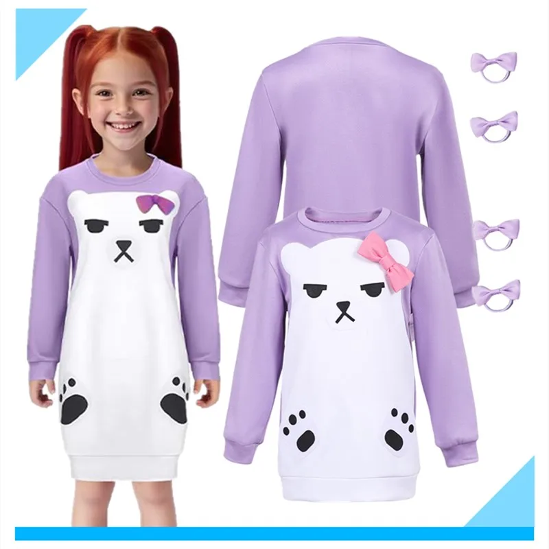 

Fantasia Demons Kids Hunters Mira Cosplay Costume Girls Hoodie Coat Sleepwear Headband Outfits Halloween Carnival Party Suit