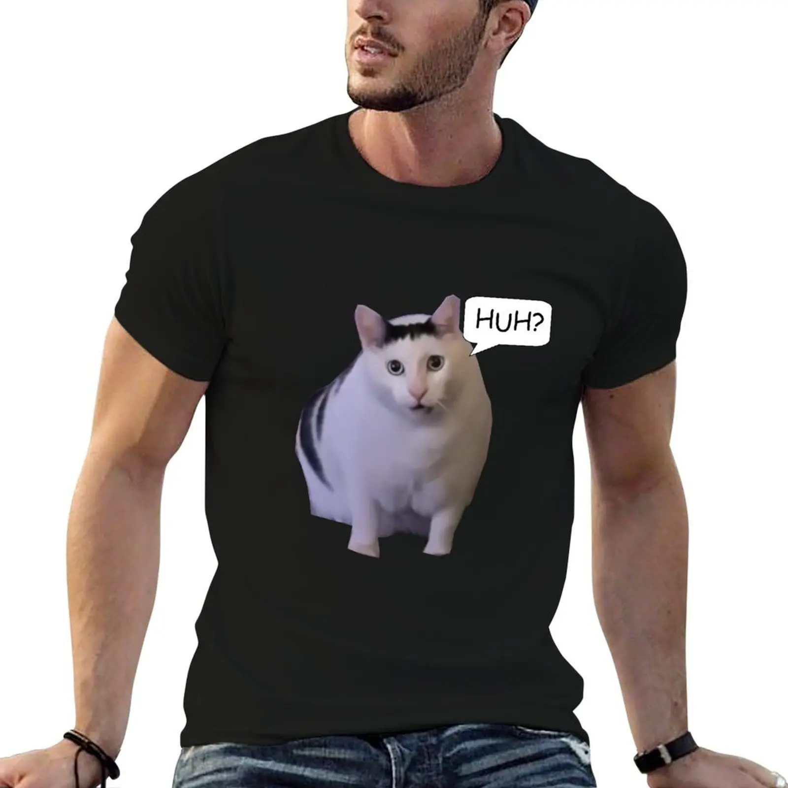 

Huh Cat Meme T-Shirt funny t shirts dark humor t shirts for man graphic vintage T-Shirt