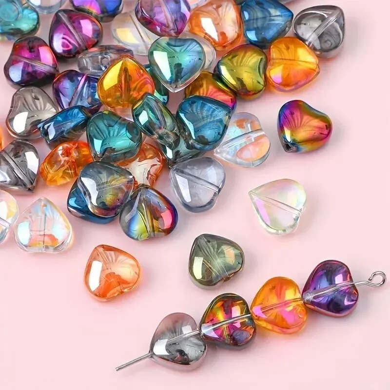 20pcs AB Plated Heart Faceted Crystal Czech Glass Loose Beads for Jewelry Making Handmade Diy Necklace Accessories wholesale 8mm