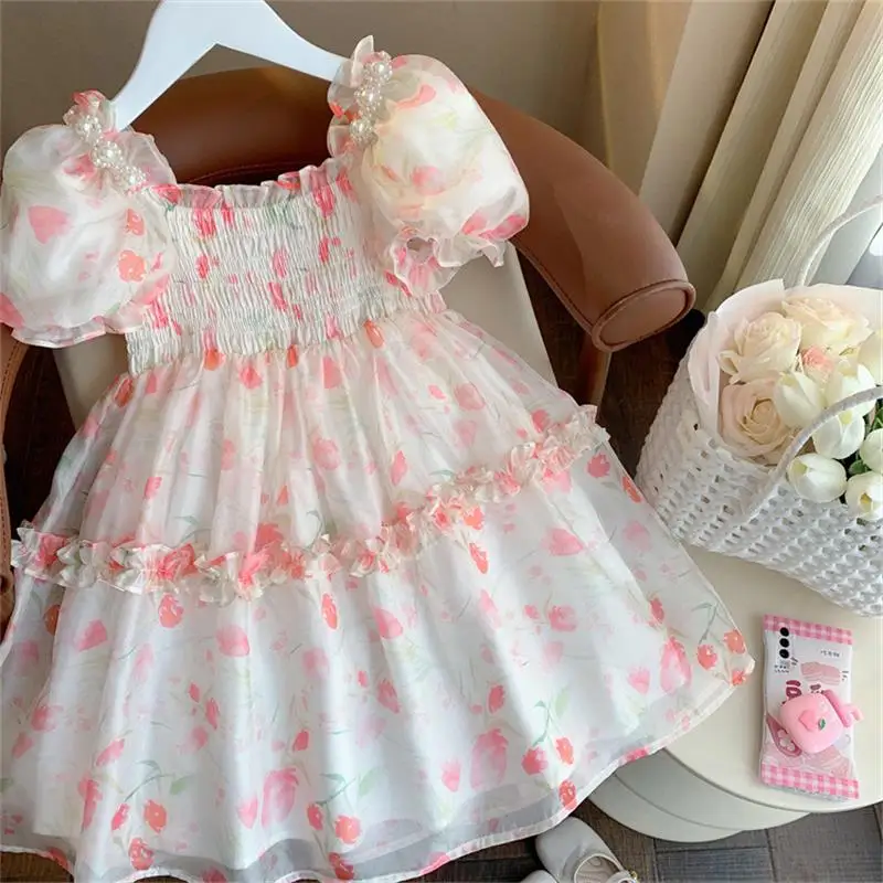 

Flower Girl Dresses Elegant Party Dresses For Girls Casual Dresses Children's Dresses Silk-like Princess Costume Summer Dress