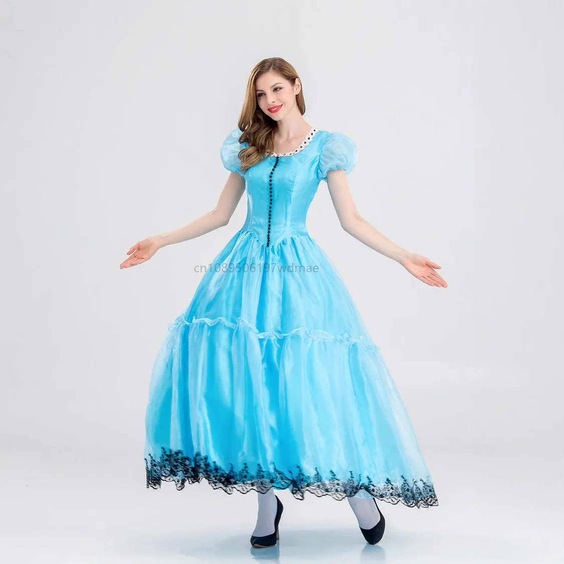 

Anime Princess Blue Dress Cosplay Costume Masquerade Ball Performance Adult Modern Dance Clothes Party Gown