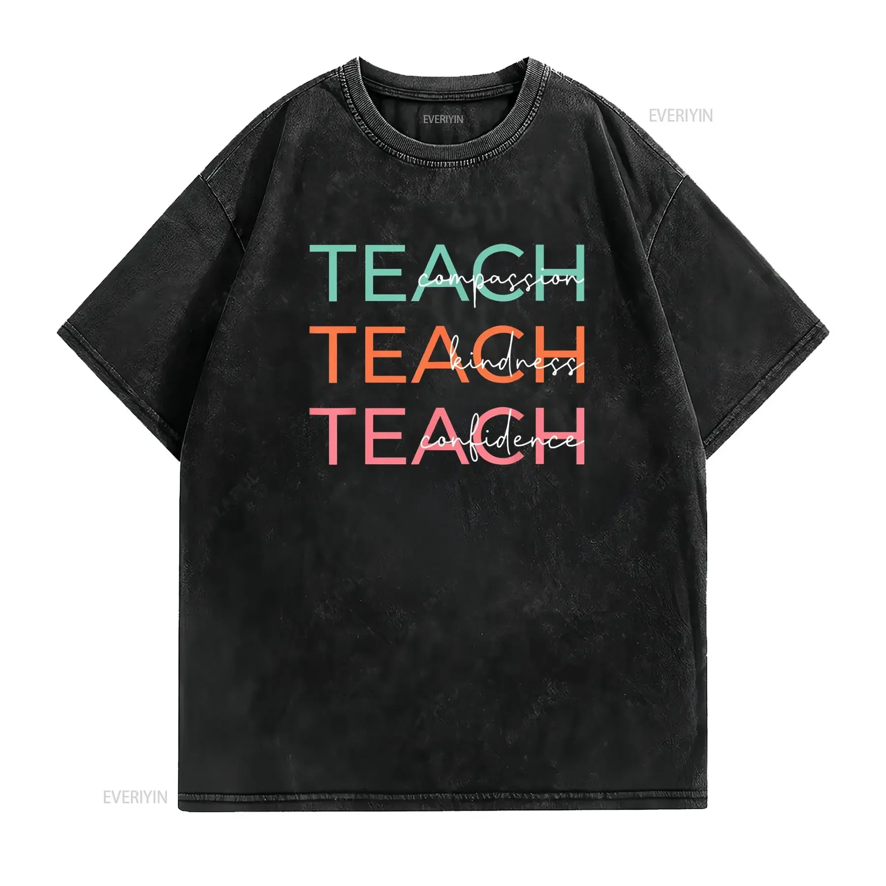 Teach Compassion Kindness Confidence Teacher Back To School T Shirt Black Medium vintage Washed streetwear designer clothes