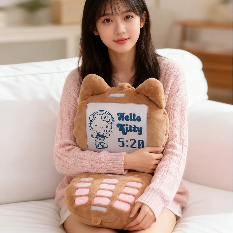 Muñeco de peluche Kawaii, almohada para teléfono con tapa de gato negro, juguete bonito para niños, regalo de cumpleaños, cojín para sofá para niñas, decoración de peluche de Animal