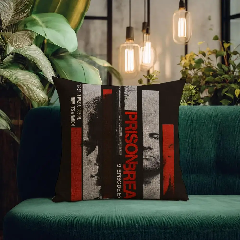 TV Series Prison Break Cushion Cover Natural Linen Pillowcase Set Cushion Cover for Sofa Bedroom Chair