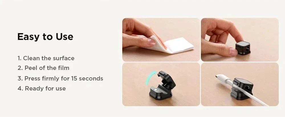 Magnetischer Kabelclip, Kabelhalter, selbstklebender Drahthalter, Kabel-Organizer für das Heimbüro unter dem Schreibtisch – Detail 14