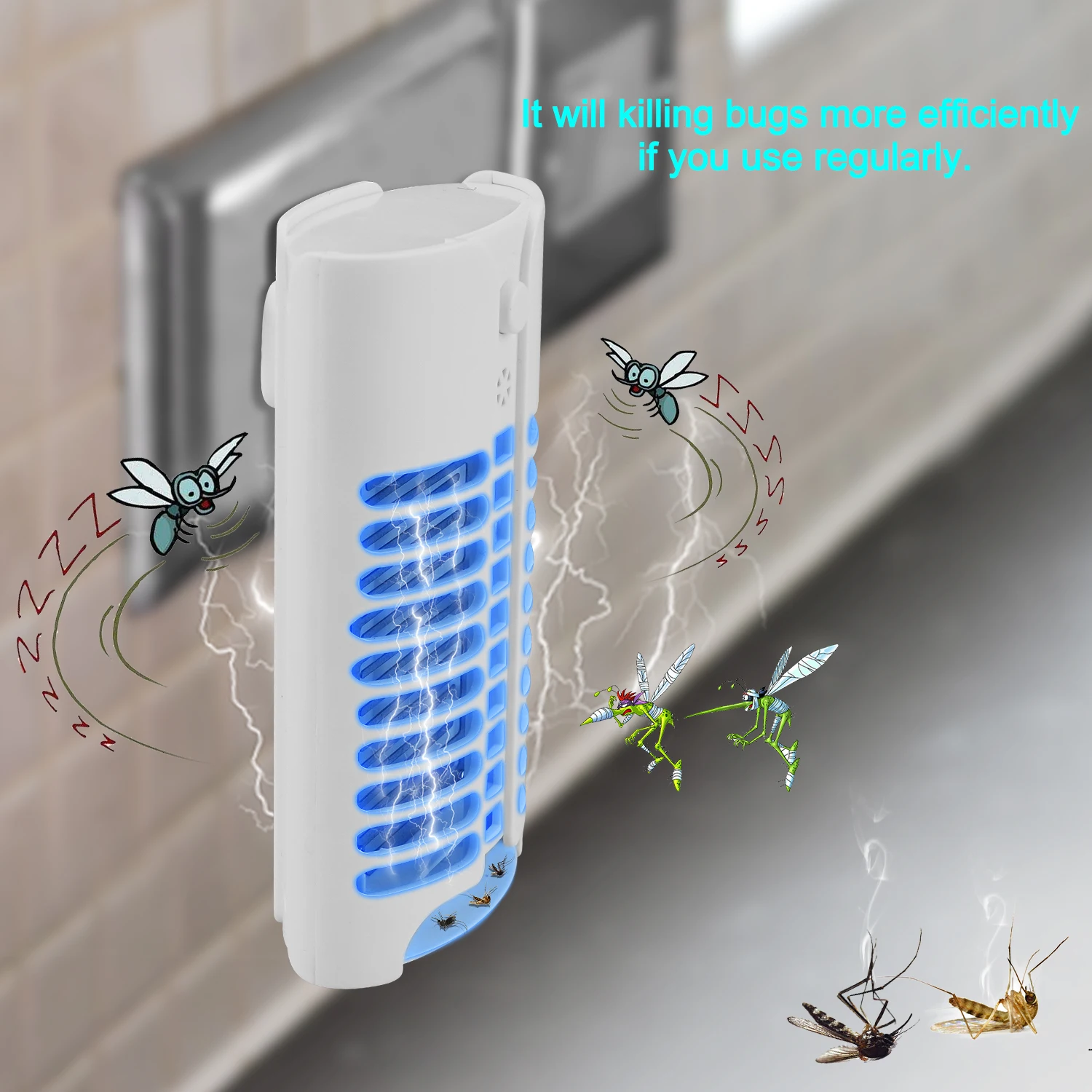 Mini-Mückenkiller-Lampe mit UV-LED-Licht, Tötet Fliegen und Mücken, Insektenfalle für Innenräume mit Stecker