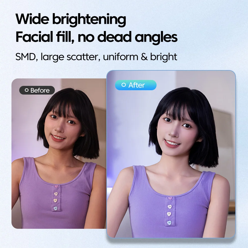 Mini luce lunare per selfie, luce di riempimento ricaricabile, 3 modalità, luminosità regolabile, clip per telefono, laptop, tablet, riunioni, trucco