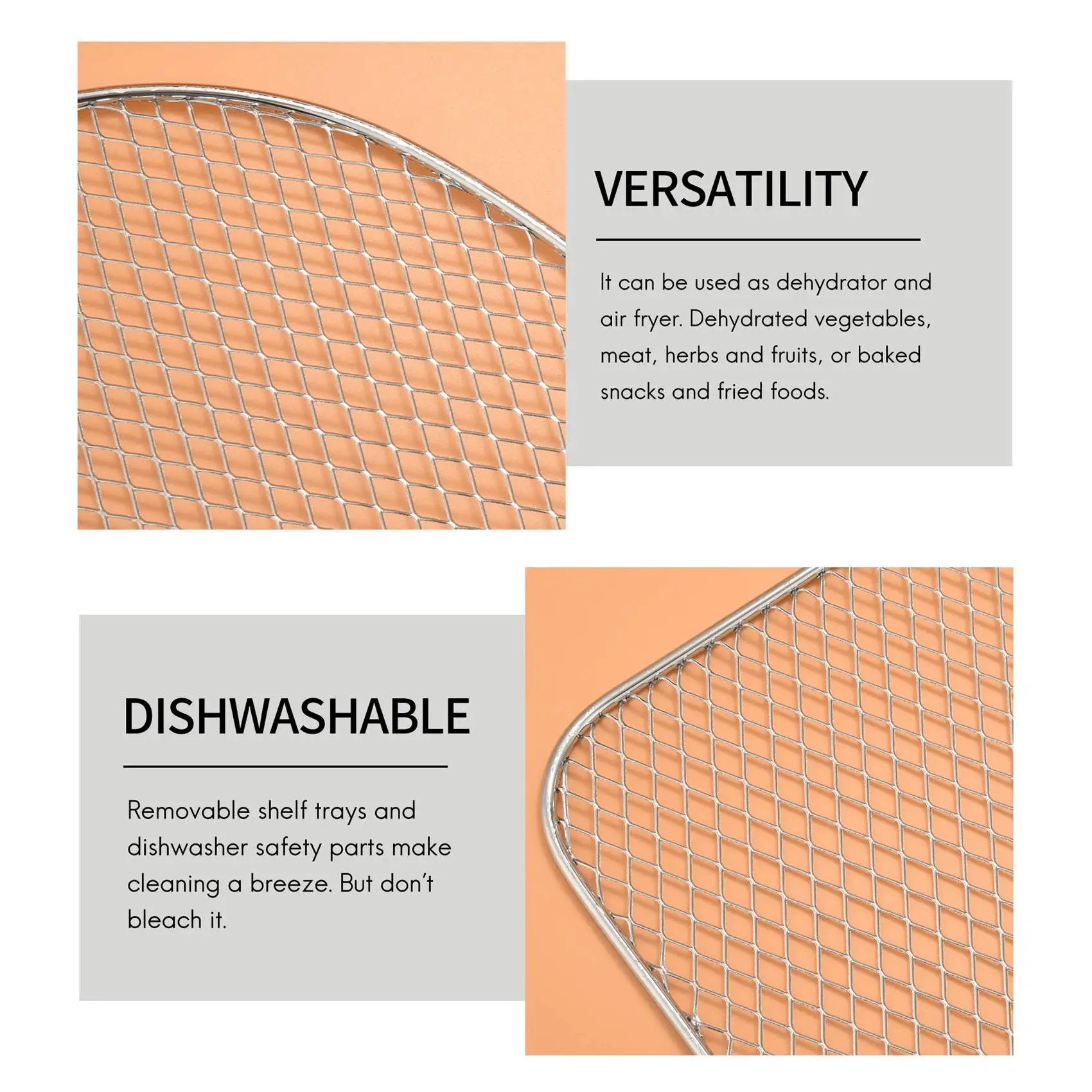 A84E-Dehydrator Rack For Air Fryer Oven,6 Quart Air Fryer Accessories,Dehydrated Fruit And Meat,Air Rack,Dehydration Tray 3Pc