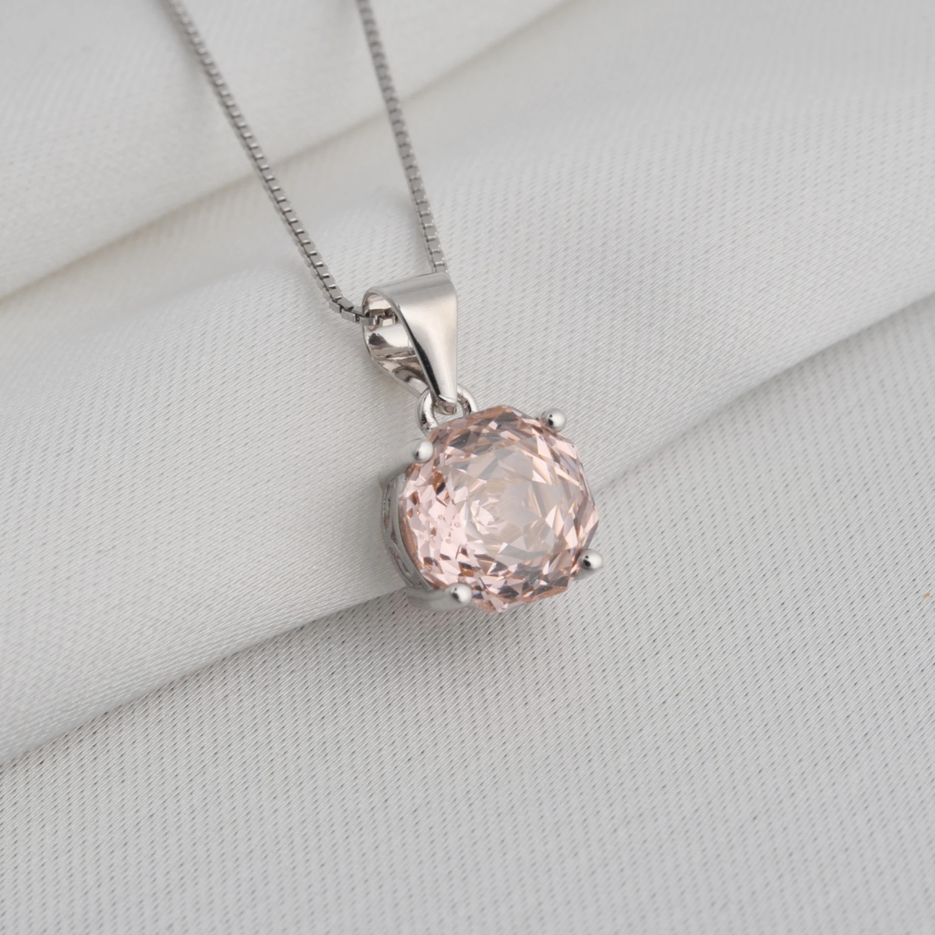 POTIY 2ct Morganit Rosa Kubisches Zirkonium CZ Achteckiger Rosenschliff Anhänger Ohne Kette 925 Sterling Silber Geschenk für Sie – Detail 10