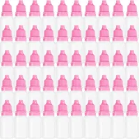 100pcs Empty Plastic Liquid Dropper Bottle Squeezable Eye Dropping Container with Pink Childproof Cap for Home Travel Wholesale