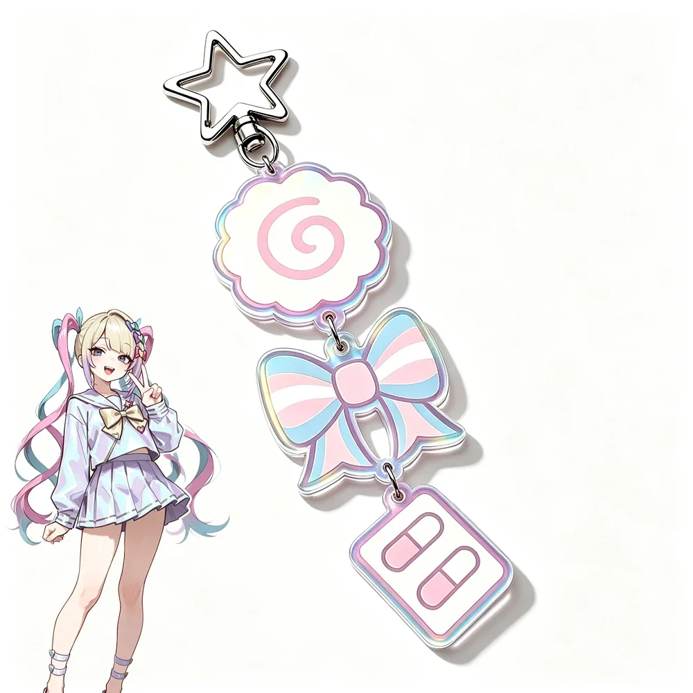 Game Needy Girl Overdose Needy Streamer Overload KAngel Ame-chan Acrylic Keychain Narutomaki Bow Pill Pendant Key Ring Cosplay B