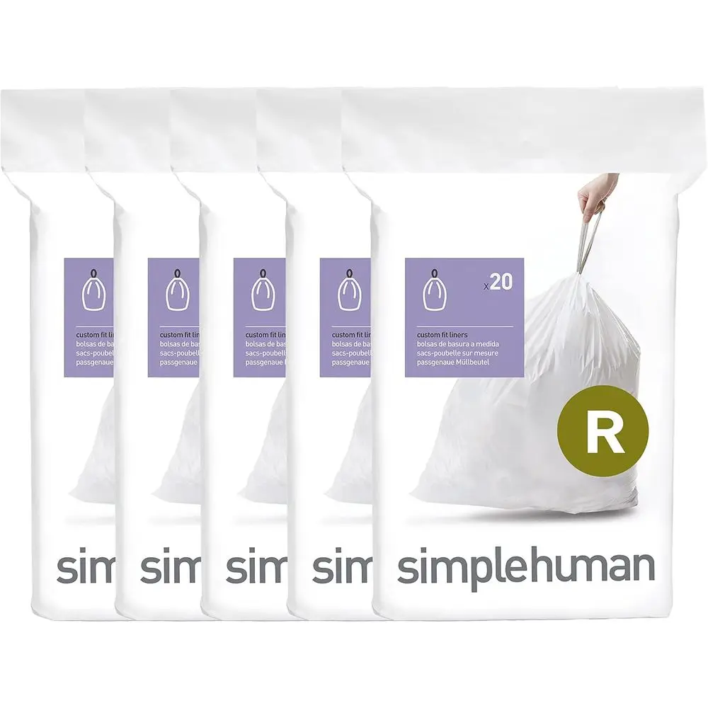 

100 Count, Custom Fit Liners, 10 Liter Trash Bags, White
