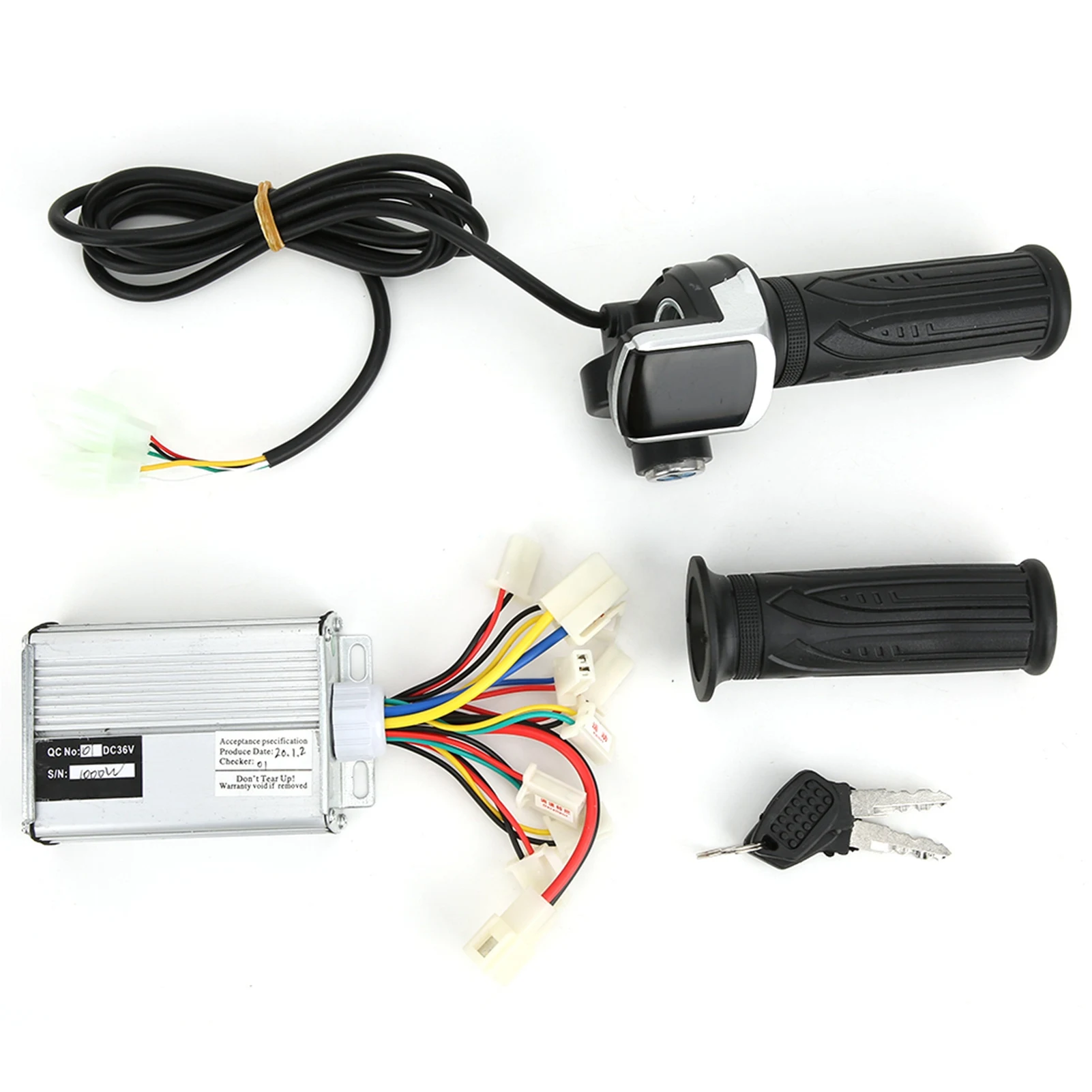 

36V 1000W Brush E Bike Controller and Multifunction Thumb Throttle Grip Set with Lock Electric Quantity Display