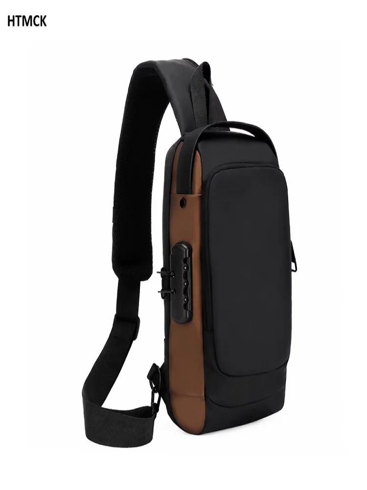 Men Anti‑Theft Password Lock Sling Chest Bag Waterproof Crossbody Bag Outdoor Travel Sports Motorcycle Fanny Pack