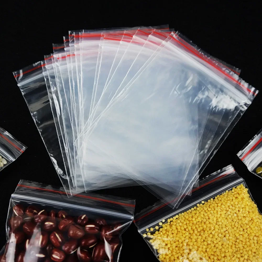 500/100Pcs Transparent Self-sealing Bags Ziplock Plastic Storage Clear Reusable Small Jewelry Food Nut Packing Zipper Bag Pouch