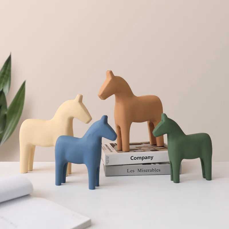 Christmas Decoration For Home Wood Nordic Horse Figure Animal Craft Desk Accessories Joyful Holiday Decoration Gift