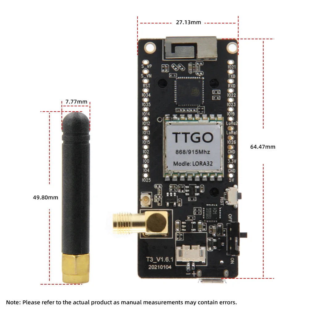 LILYGO® TTGO LoRa32 V2.1_1.6 Version 433/868/915Mhz ESP32 LoRa OLED 0.96 Inch SD Card Bluetooth WIFI Wireless Module ESP-32 SMA