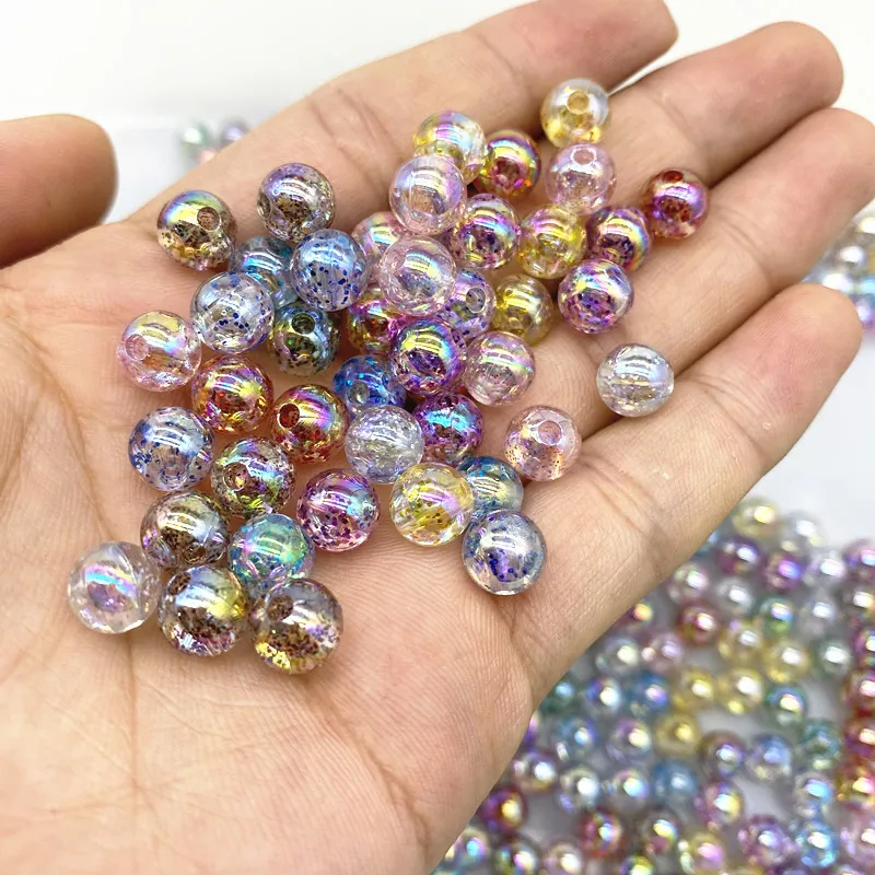 

Wholesale 8/10/12mm acrylic transparent powder color Loose beads imitation crystal bead resin accessories DIY handmade materials