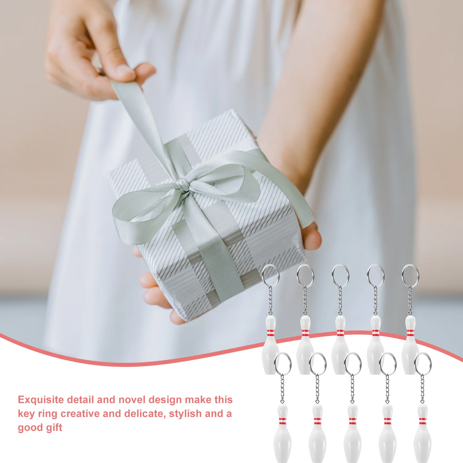 

12Pcs Bowling Pin Keychains Cute Mini Bowling Pendant Bag Hanging Decoration Sports Gift Keychain Keychain Bag Hanging Decors