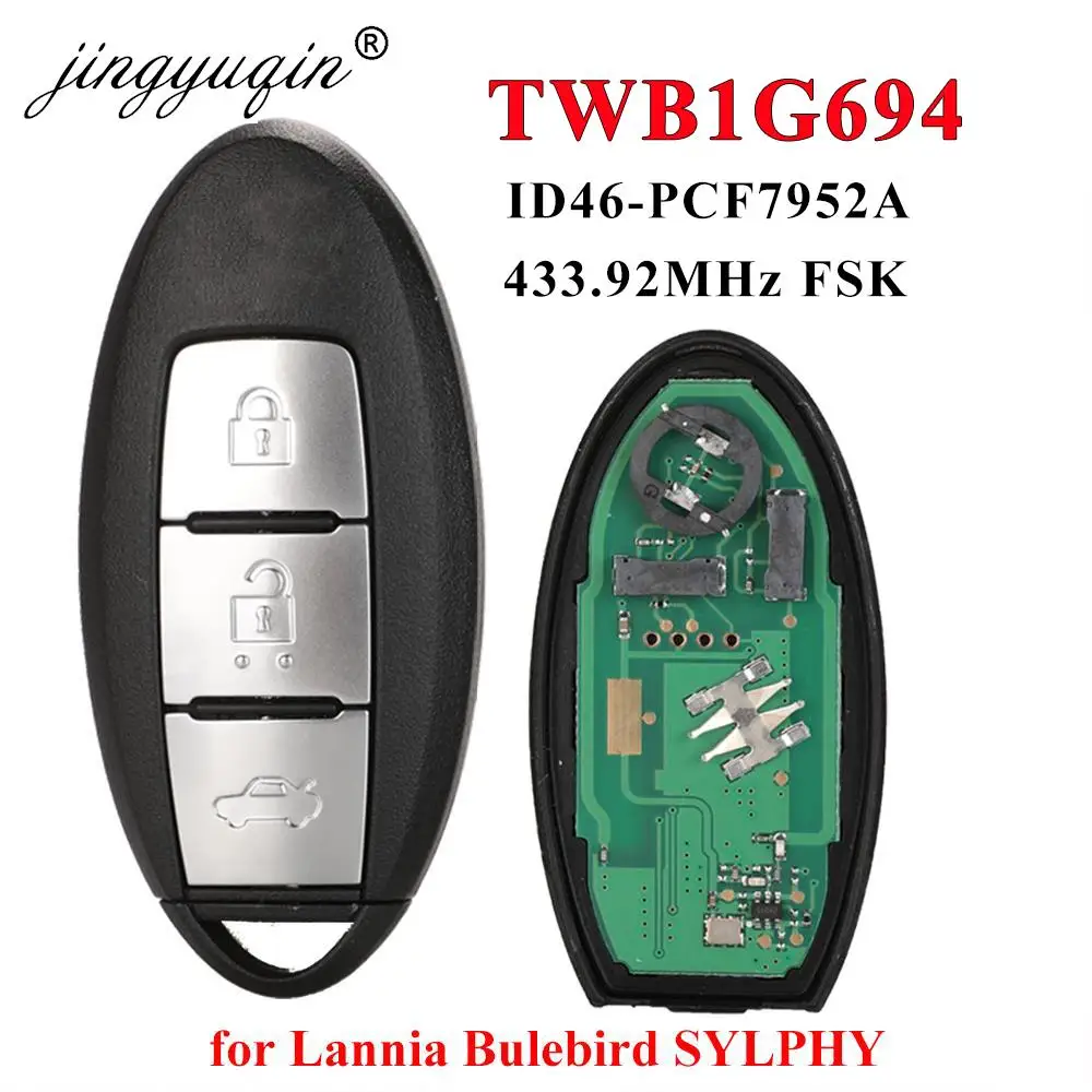 Jingyuqin TWB1G694 3BTN 433MHz ID46 القرب بدون مفتاح الذكية مفتاح بعيد فوب لنيسان لانييا سنترا NV200 بوليرد سيلفي فيرسا