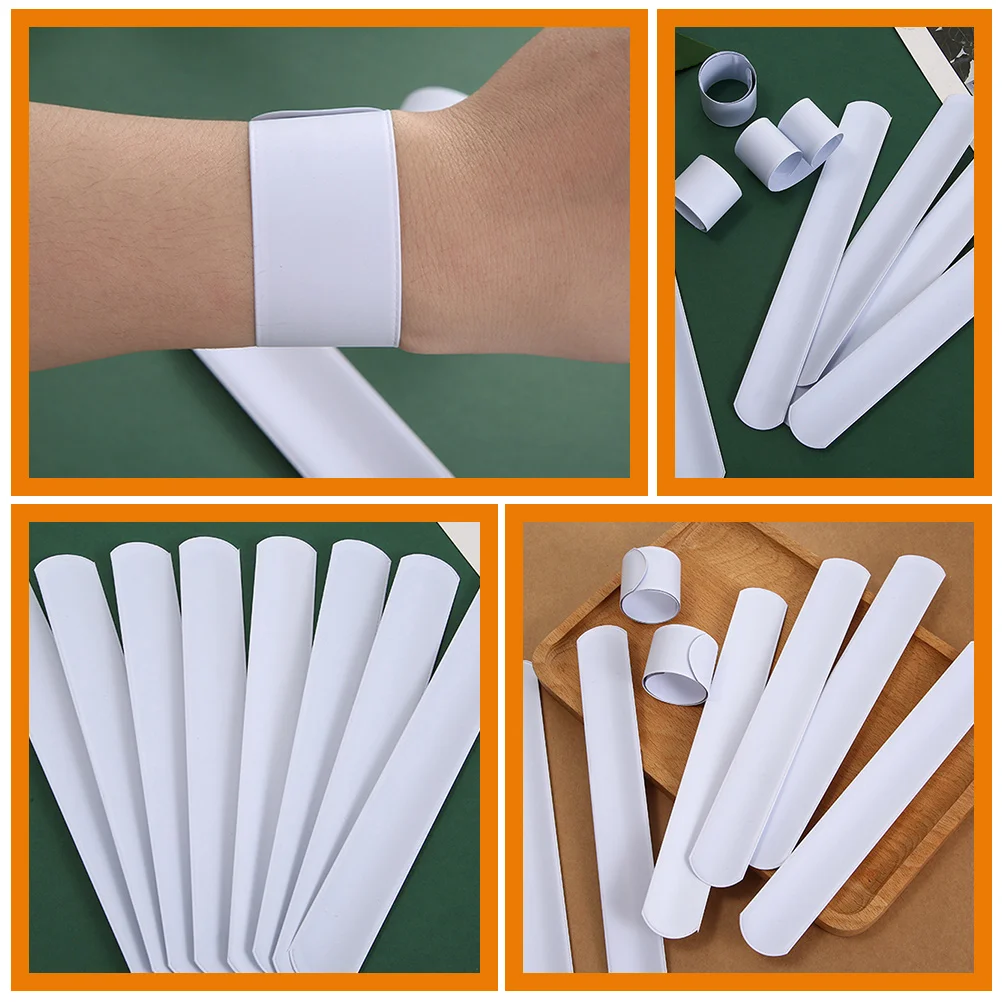 

60 Pcs Slap Bands Pure White Bracelet Wrist Bracelets for Graffiti