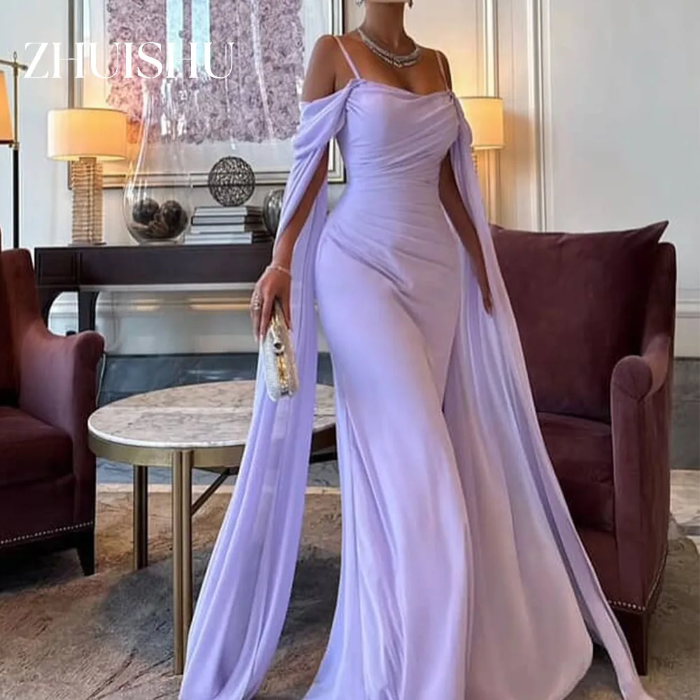 

ZHUISHU Purple Elegant Formal Evening Gown Spaghetti Straps Chiffon Special Occasion Gown Customized Formal Event Dresses