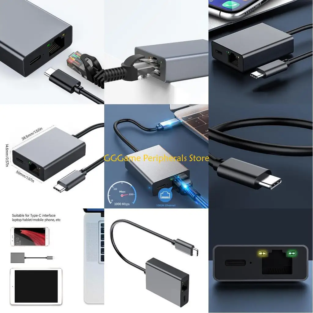 

U55B TypeC Networking Card With PD100W Fast Charging 100M 1000M Rj45 Ethernet Networking Card Adapter