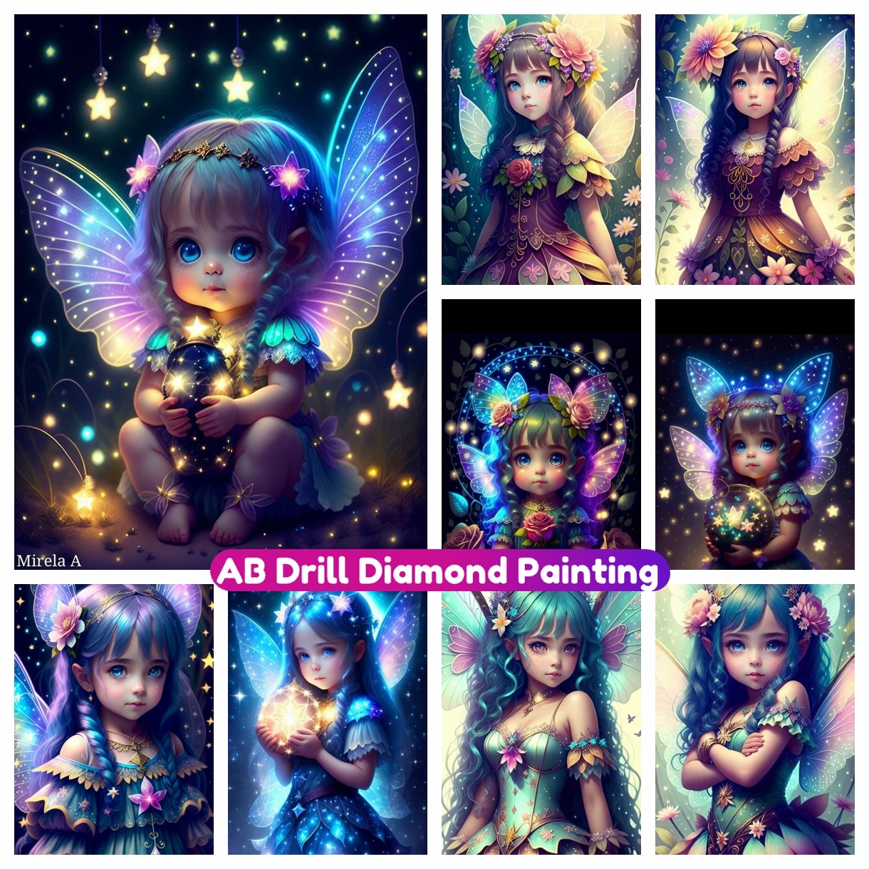 

Beautiful Elf AB Diamond Painting Cute Fairy Baby 5D DIY Cross Stitch Kit Rhinestone Mosaic Embroidery Home Decor Children Gift