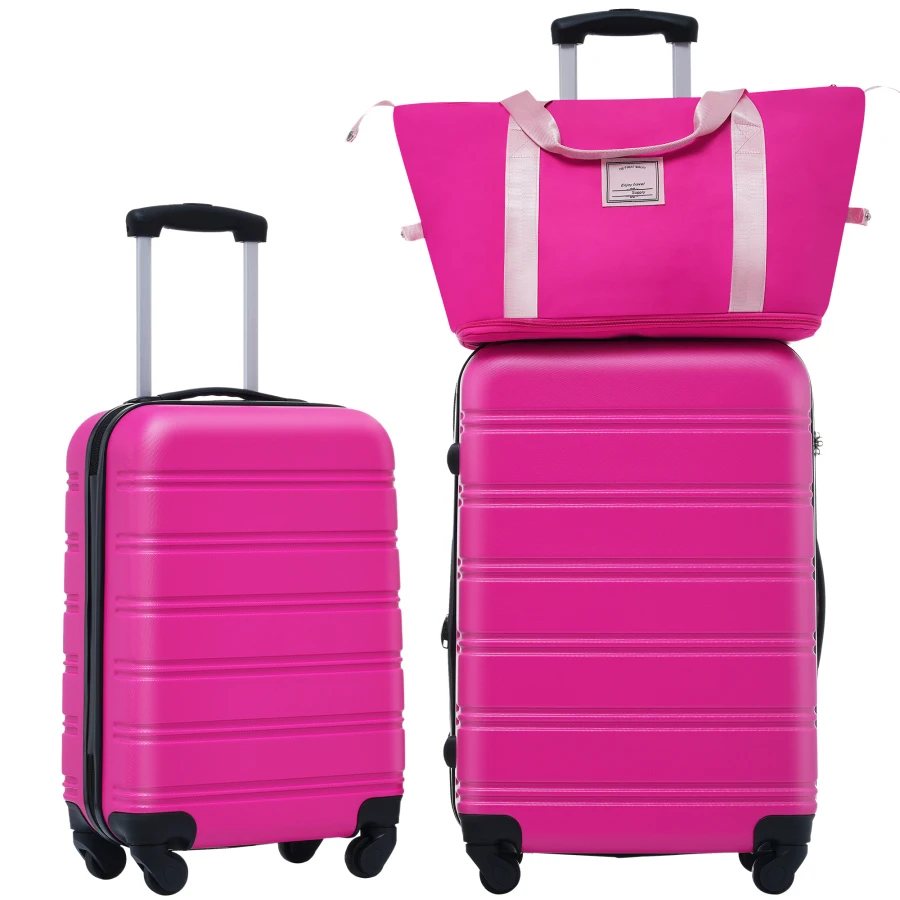 

Hardshell Luggage Sets 2Pcs + bag Spinner Suitcase with TSA Lock Lightweight for travel, polycarbonate, black, scratch-resistan