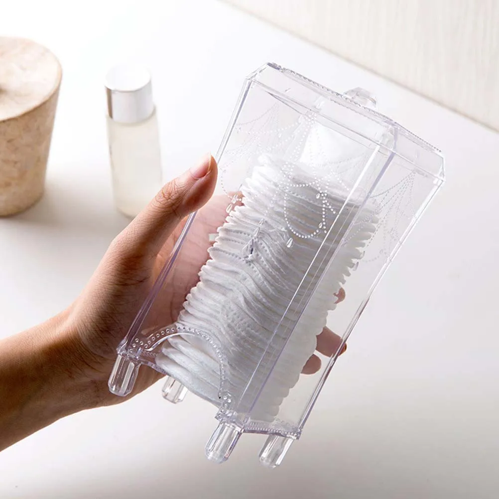

1pc Cotton Pad Box Transparent White Square Storage Container Dust-Proof Makeup Cotton Square Storage Container Pads Holder Pcs
