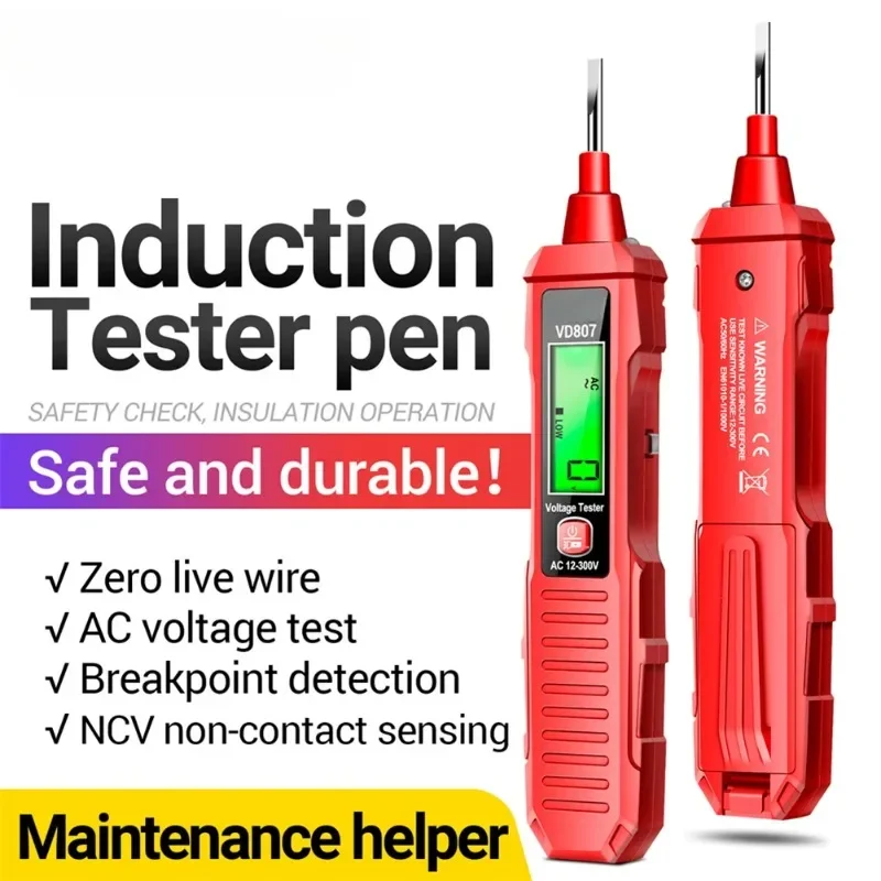 

BIESUO VD807 Digital Voltage Detectors Electric Tester Pen AC2-300V Portable Screwdriver Indicator Flashlight Electroprobe Tools