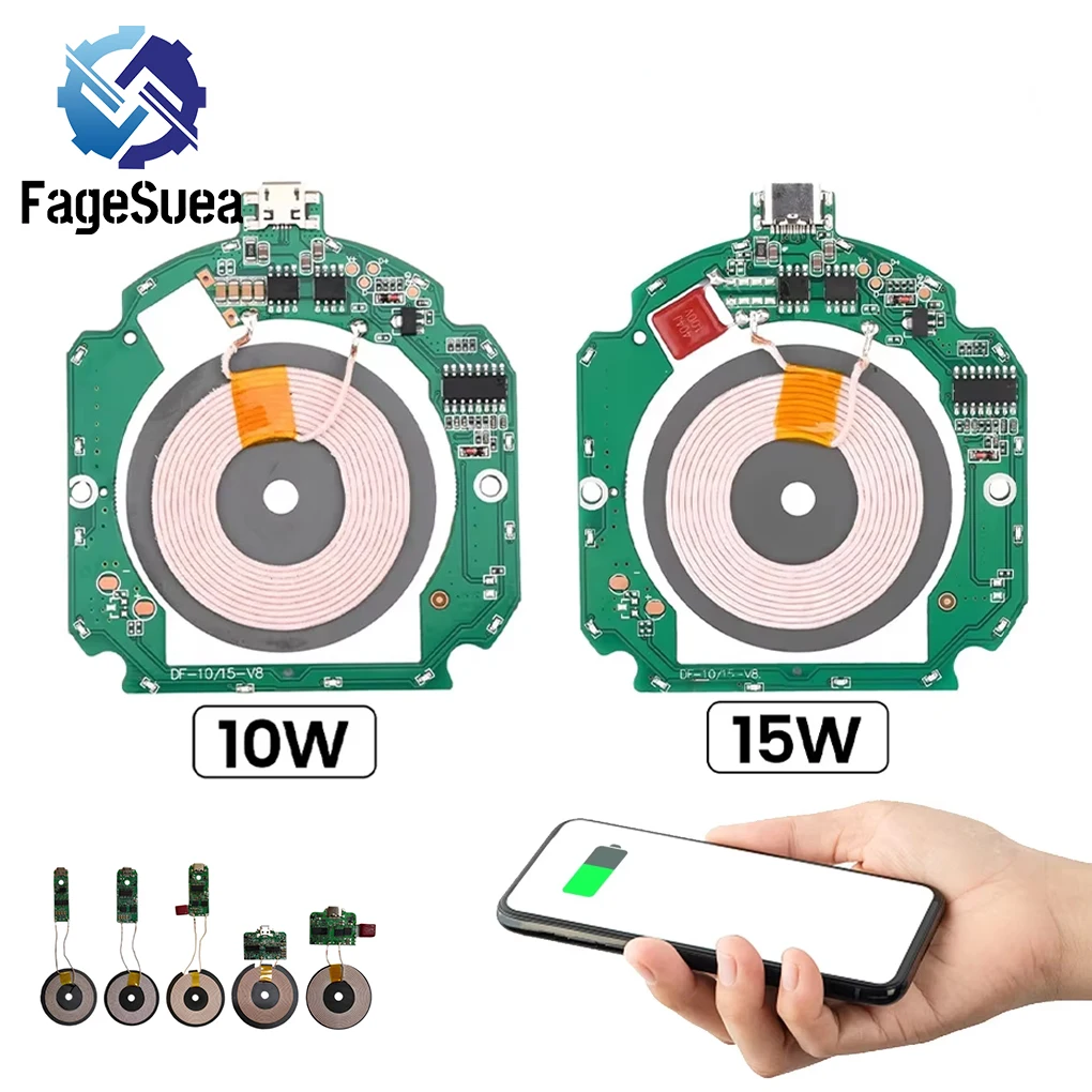10W 15W High Power Wireless Charger Transmitter Module Type C + Coil for QI Standard Fast Charging Circuit Board with Protection