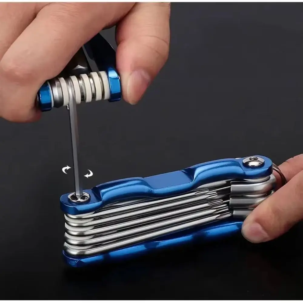 

Metal Handle Portable Folding Hex Wrench Screwdriver 8 in 1 Folding Allen Wrench Set Wrench Multifunctional