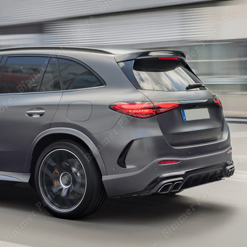 For Mercedes Benz GLC Class X254 AMG Line 2023-2024+ Gloss Black/Carbon Look Car Rear Bumper Diffuser Wind Knife Trim Body Kits