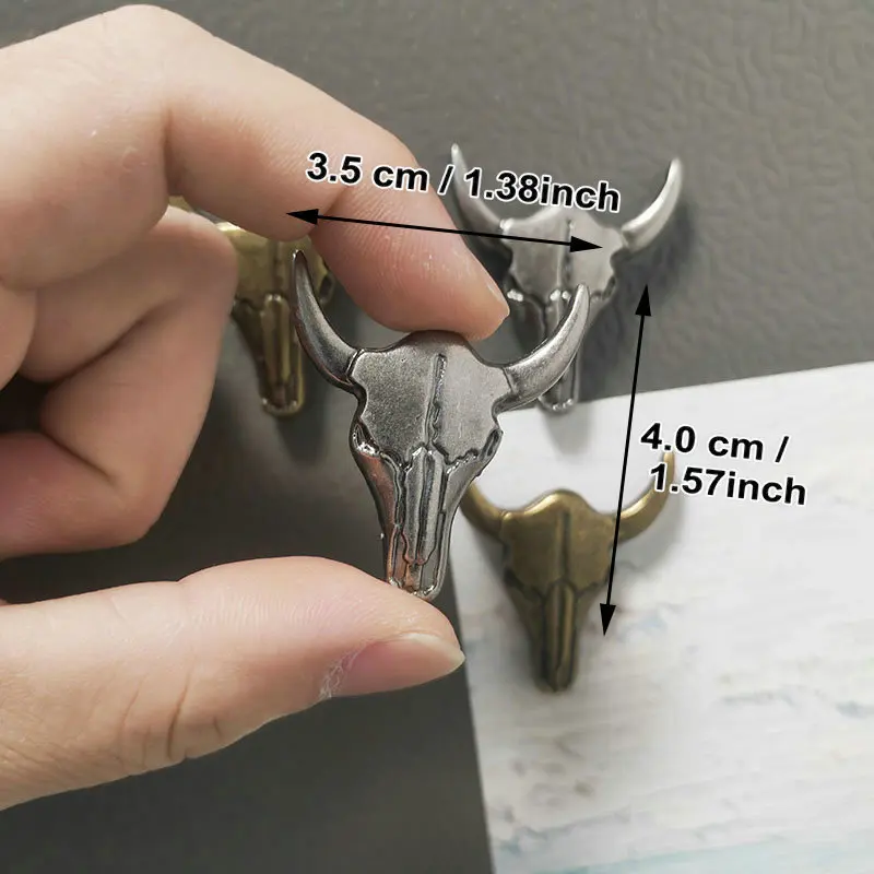 6pcs Metal Cow Skull Fridge Magnet Vintage Punk Style Souvenirs Home Decoration Accessory Bull Head Refrigerator Magnets