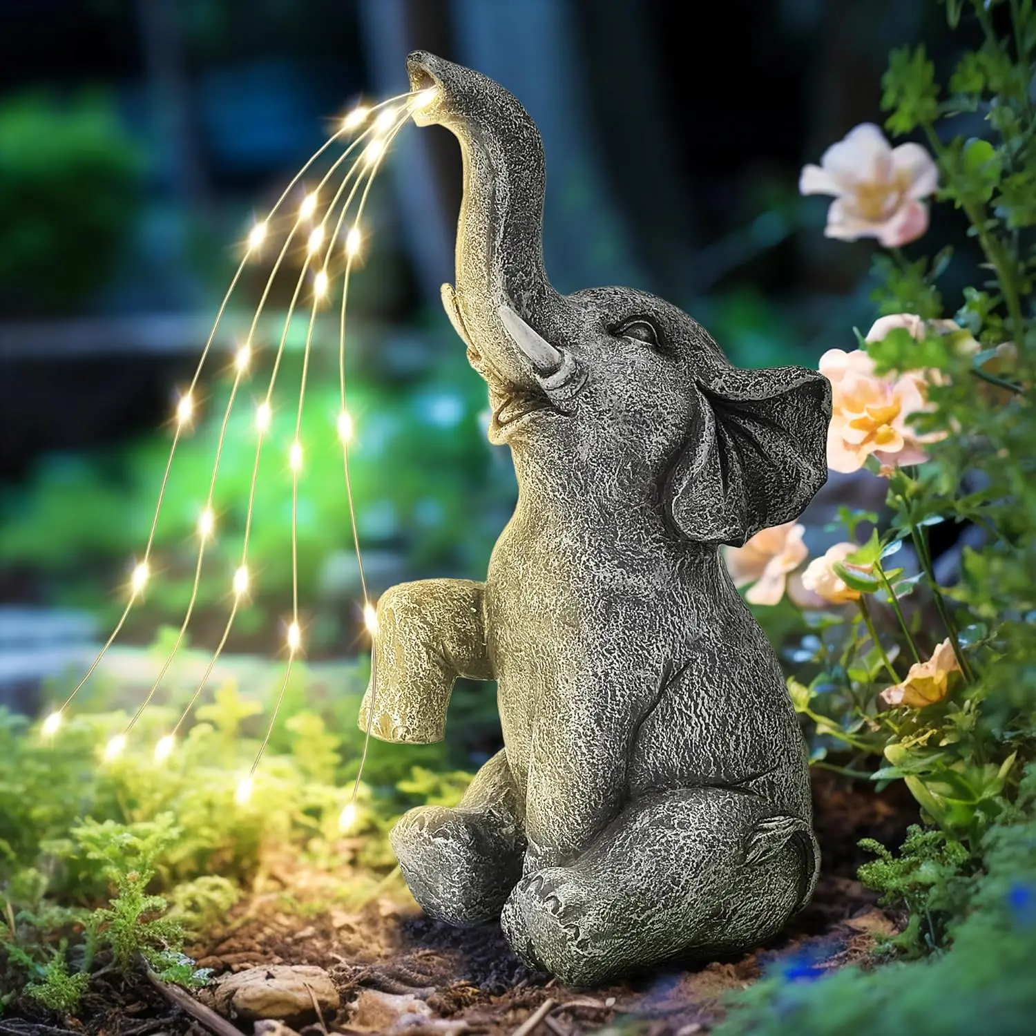 

Solar Elephant Statues String Lights for Garden Decor Outdoor Sculptures Lawn Ornaments Birthday Gifts for Mom Grandma Women