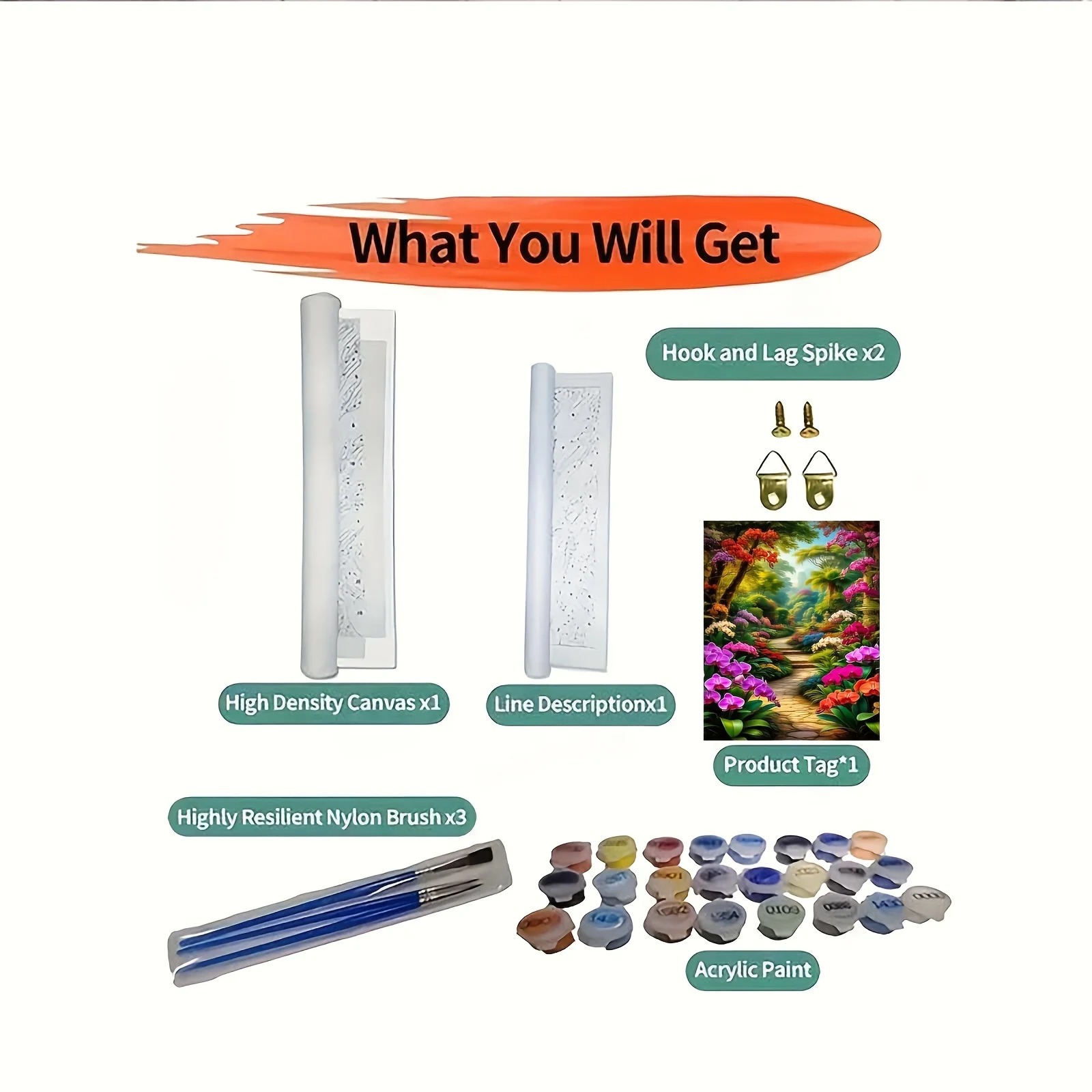 [2D Flat Frameless][Professional Art Use] 1pc Digital Oil Painting Kit, Beginner-Level Starter Kit, Garden Floral Decorative Pai