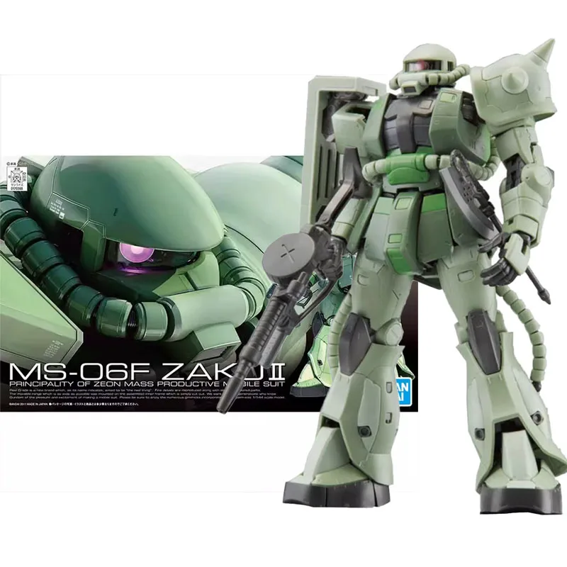 

Bandai Original GUNDAM Anime Model RG 1/144 MS-06F ZAKUⅡ Action Figure Assembly Model Toys Collectible Model Gifts For Children