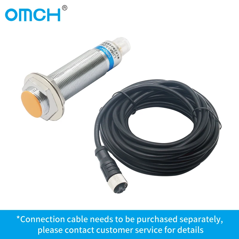 OMCH Plug-in M18 Inductive Proximity Sensor Switch 5-8mm Detection Distance Suitable for M12 Connectors NPN PNP