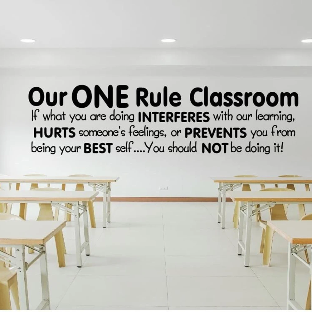 One Rule Classroom School Inspiatioanl Quote Wall Sticker  Be Your Best Be Kind Stay on Task Wall Decal School Decor