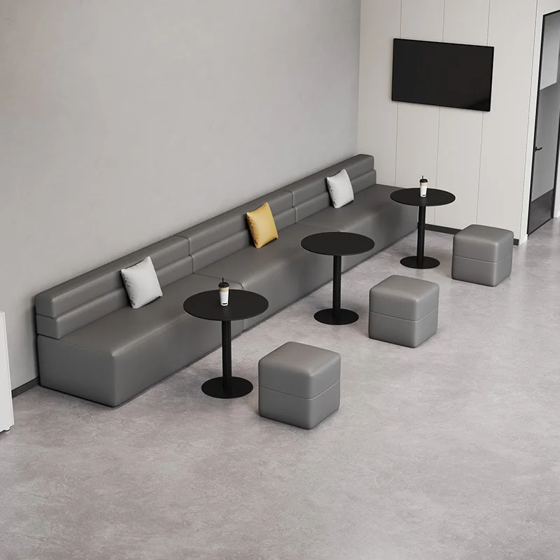 Custom L-Shaped Corner Sofa Right Chaise Reception Booth Seating for Office Lounge Lobby Meeting Area