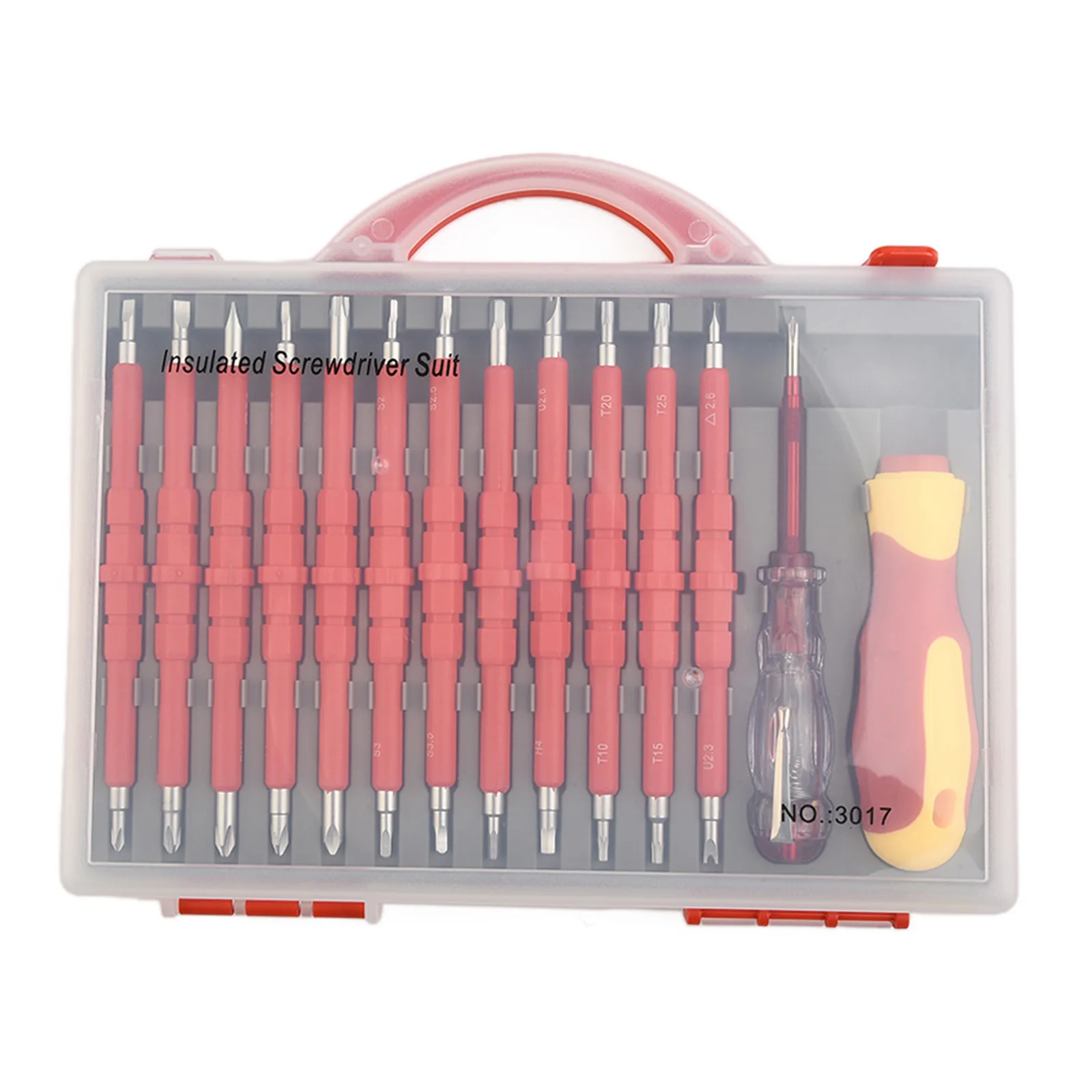 

Ergonomic TPR Handle 14 in 1 Insulated Screwdriver Kit Red Colour Magnetic Screwdriver Set Chrome Vanadium Steel