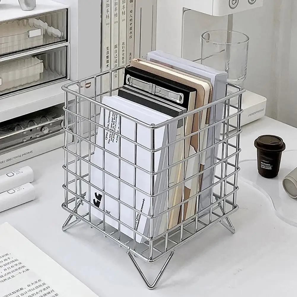 Iron Storage Rack Hollow Out Large Capacity Stainless Iron Wire Mesh Storage Basket Home Office Bathroom Desktop Case Organizer