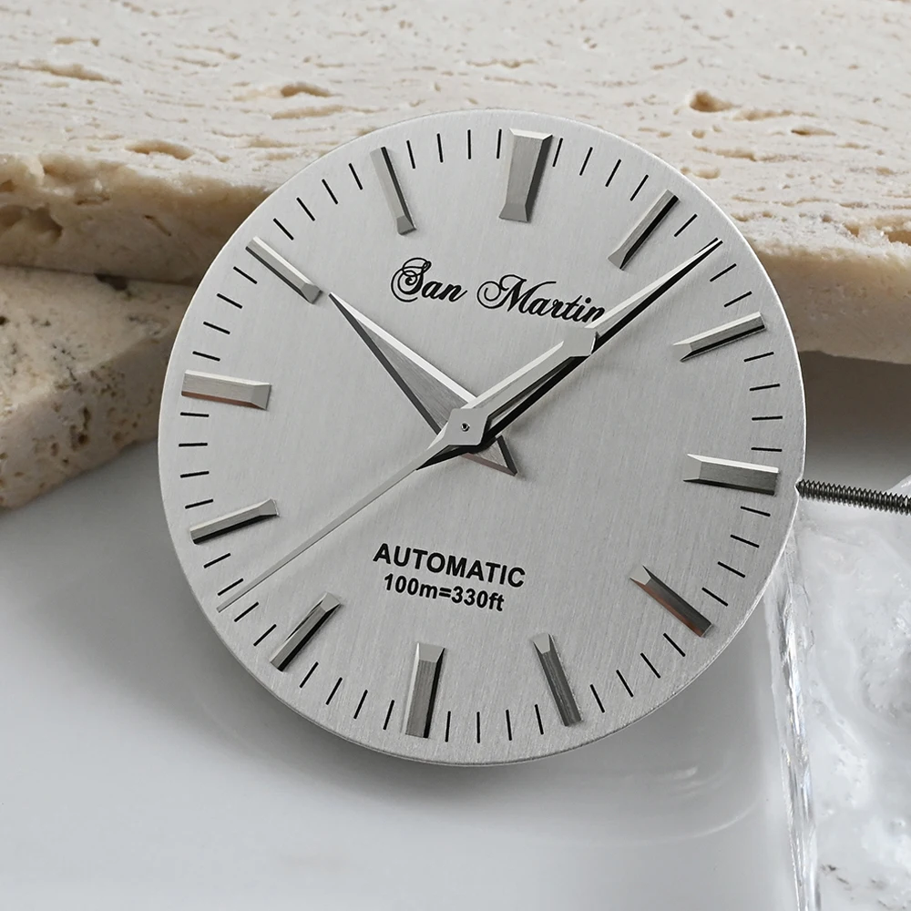 San Martin 38,5 mm Eiche Luxus-Herrenuhr Miyota 9015 mechanische Uhren mit Automatikaufzug, Saphirarmband, 100 m wasserdicht, SN0013