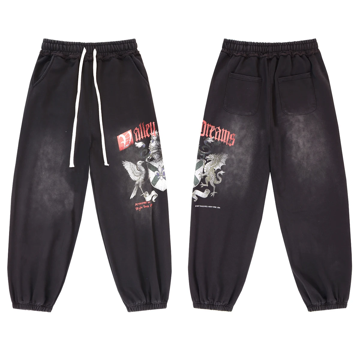 بنطال رياضي للركض برباط مغسول من High Street للرجال والنساء، بنطال تيري فضفاض غير رسمي كبير الحجم