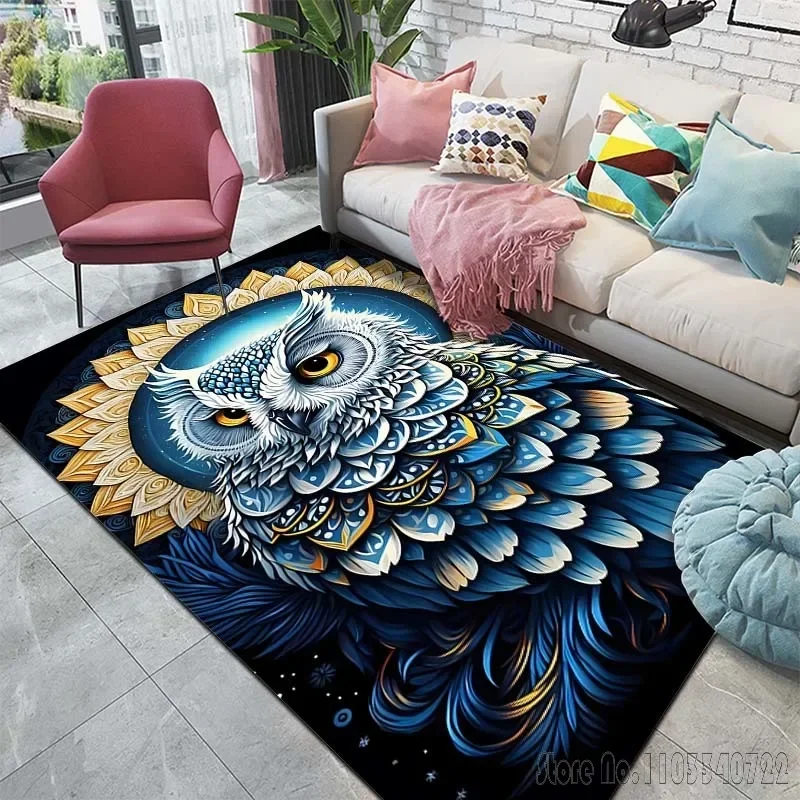 Night Owl Art Printing Carpet Rug for Home Living Room Bedroom Sofa Doormat Decor,kids Play Area Rug Non-slip Floor Mat Gift