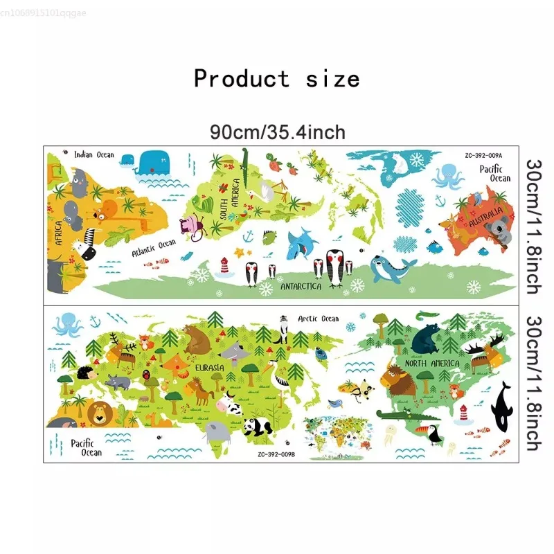 Cartoon World Map PVC DIY Self Adhesive Vinyl Wall Stickers Bedroom Home Decor for Children Room Decoration Art Wall Decal Mural