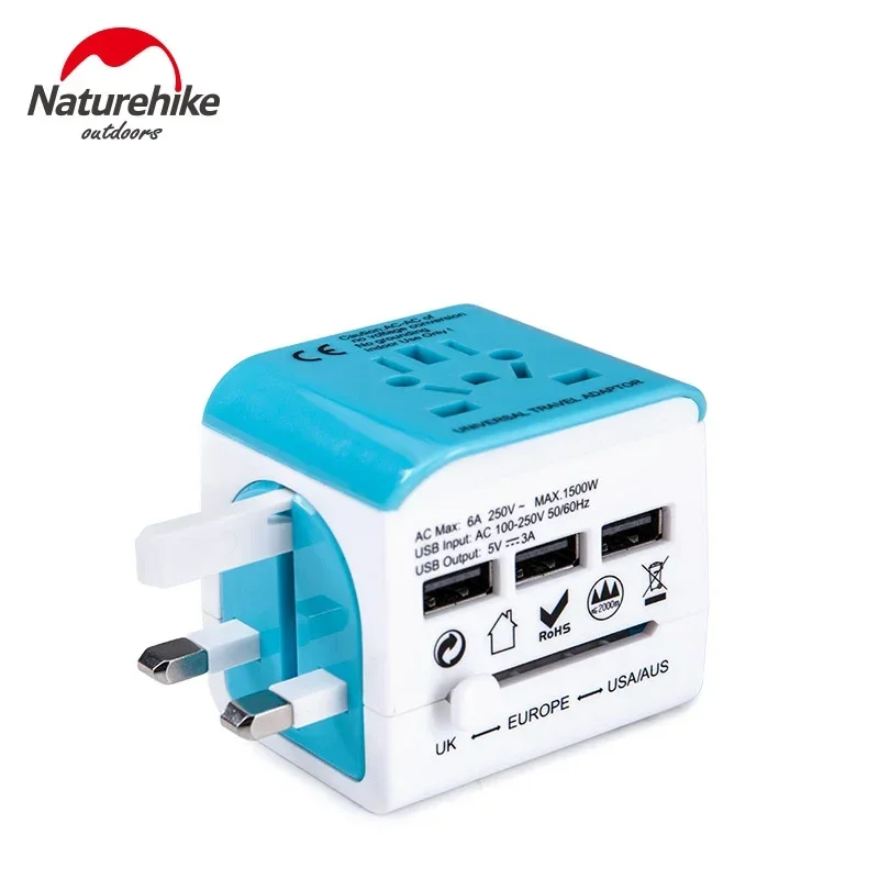 

Naturehike-Universal International Plug Adapter, All in One, USB, World Travel, Power Charger, Adaptor, AU, US, UK, EU Converter