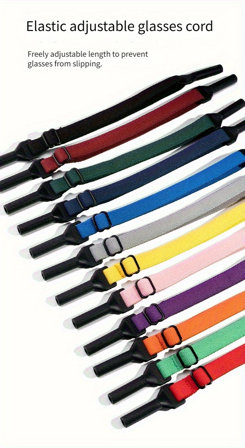 Buntes elastisches Seil, Polyester, Silikon, Metall, Brillenband, rutschfest, für Erwachsene, Rahmenbefestigungszubehör – Detail 1