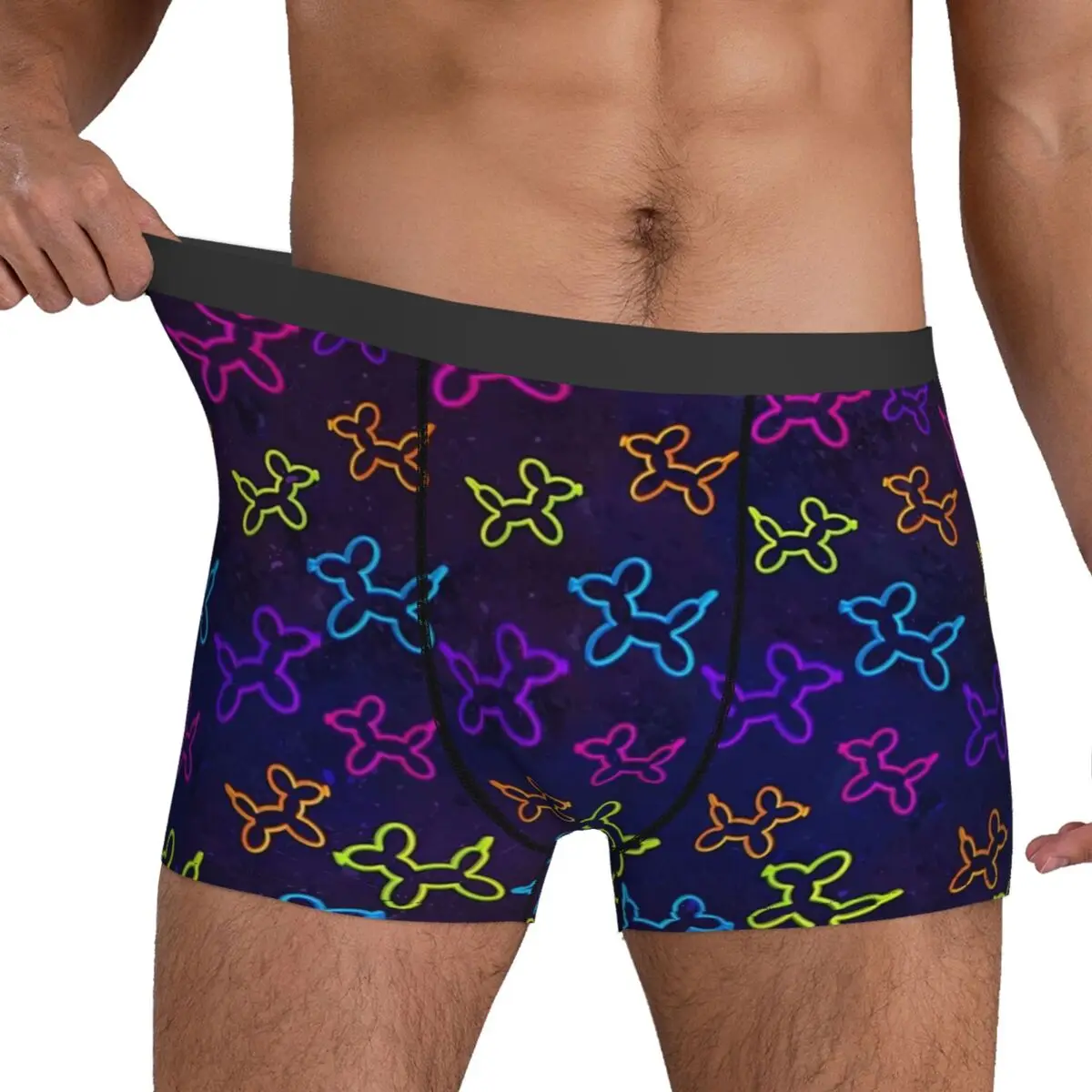 Neon Balloon Dogs Underwear Animal Males Boxer Brief Plain Trunk Hot Print Oversize Underpants